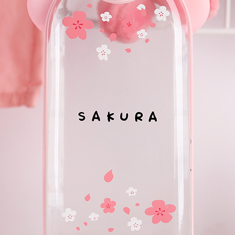 personality style glass bottle cherry blossom pattern transparent and pure and fresh and lovely girls