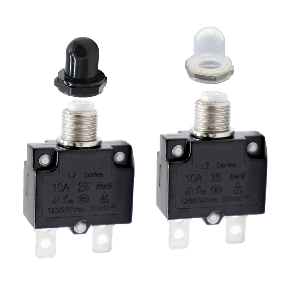 2PCS 10A Circuit Breaker Overload Protector Switch Fuse Reset AC 125/250V