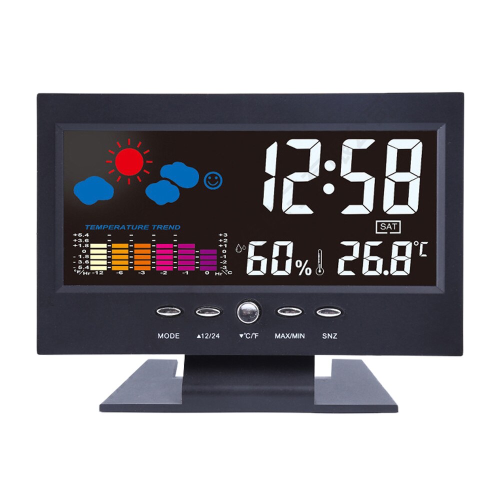 1Pc Wekker Multifunctionele Desktop Digitale Display Groot Scherm Kalender Klok Home Decor Wekker Weersverwachting klok