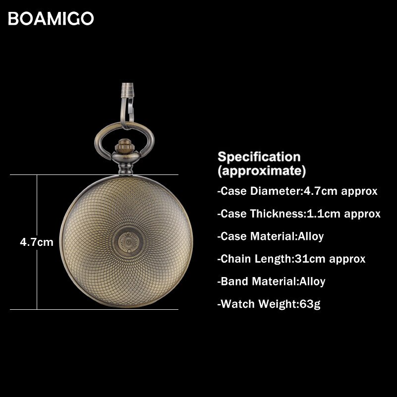 men mechanical watches antique pocket skeleton watches Roman numbers analog display copper chain BOAMIGO reloj hombre