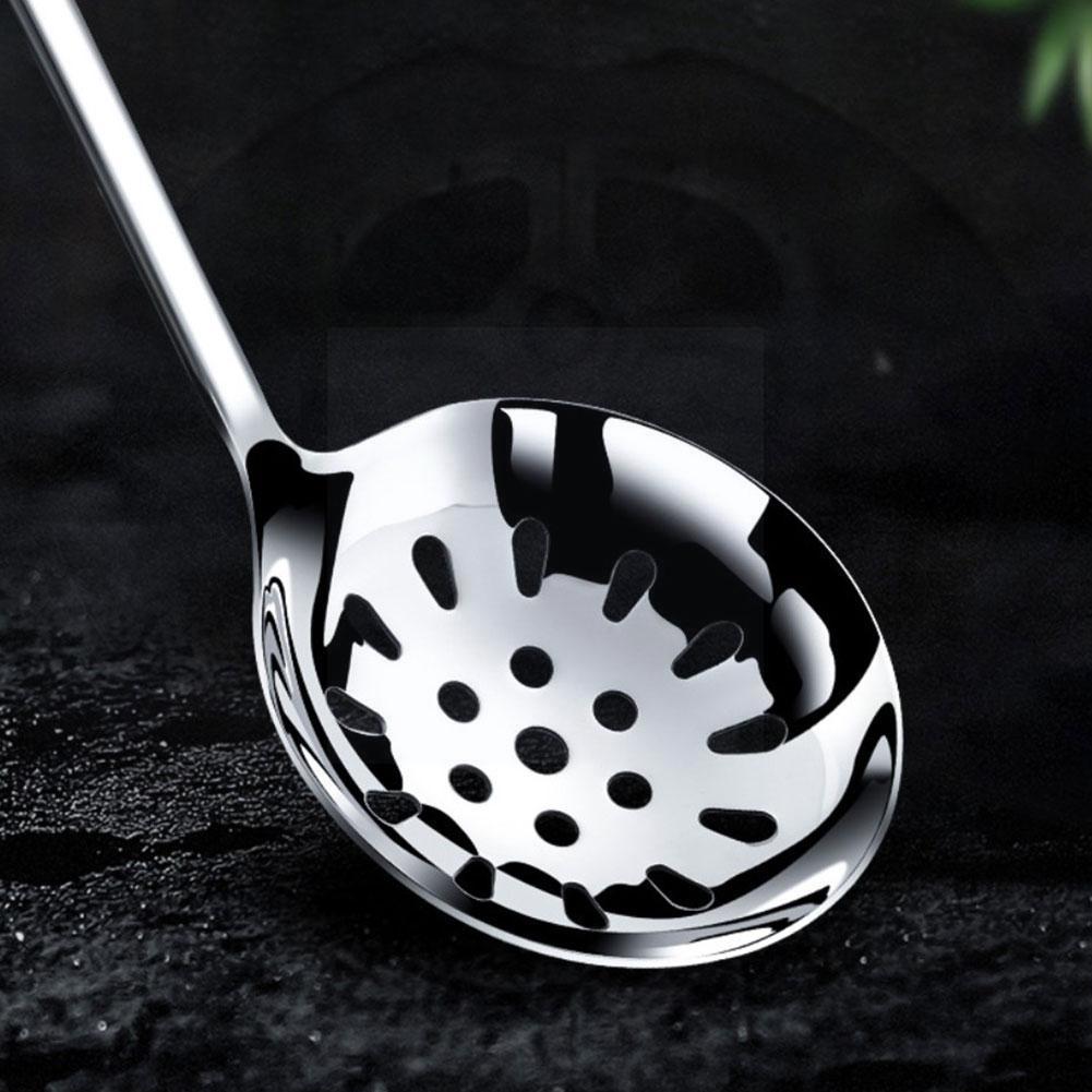 Kitchen Steel Long Handle Gold Soup Ladle Slotted Colander Spoon Filter Pot Strainer Cooking Skimmer Set Tool I6S8