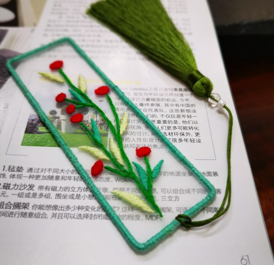 Handbroderad kinesisk stil lu broderi utsökt bokmärke. skicka broderade bandage och kinesisk stil.: Underbara som blommor