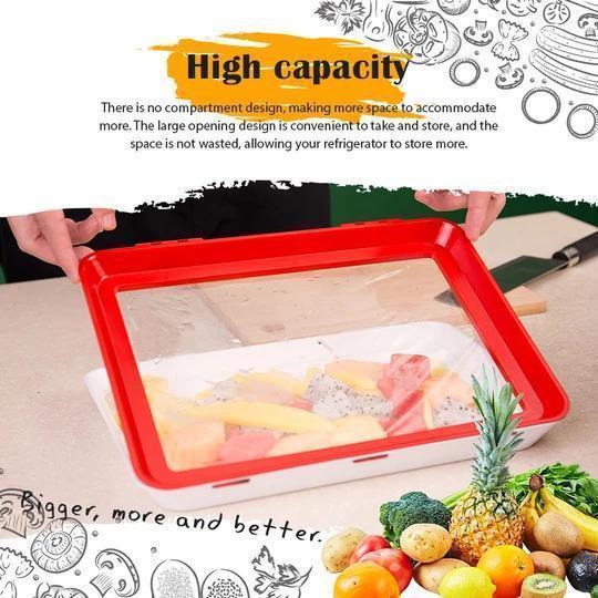Rectangular Food Preservation Tray Stackable Food Fresh Tray Magic Elastic Fresh Tray Reusable Food Storage Container