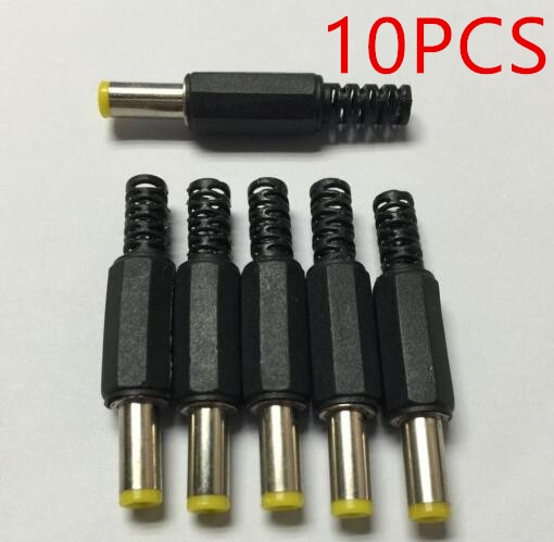 5.5mm x 2.5mm DC Power Plugs Male Barrel Connectors Black 10Pcs