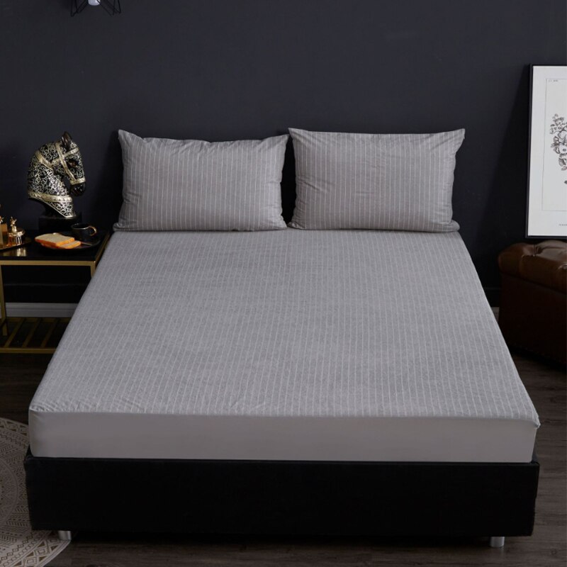 Waterproof Urine Mattress Pad Cotton Terry Bed Cover Striped Mattress Cover Breathable Bed Covers Fitted Sheet Anti Bed Bug Mite: 01 / 150x200x28cm