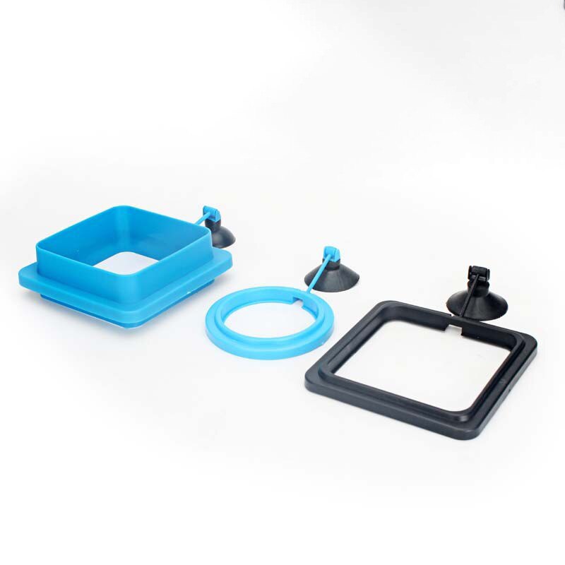 Anillo de alimentación flotante para acuario, comedero para acuario cuadrado redondo alimento para peces, bandeja con ventosa, Accesorios para tanque para peces