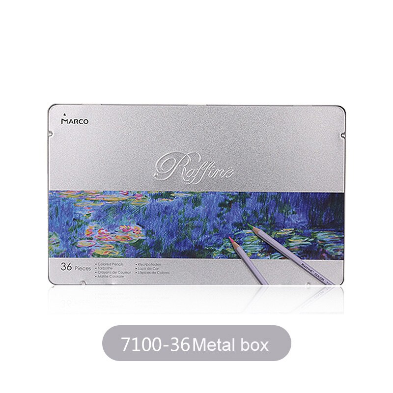 Marco 24/36/48/72Colors Raffine Soft Non-toxic Color Pencil lapis de cor Oil Colored Pencils for School Supplies: 36 colors metal box