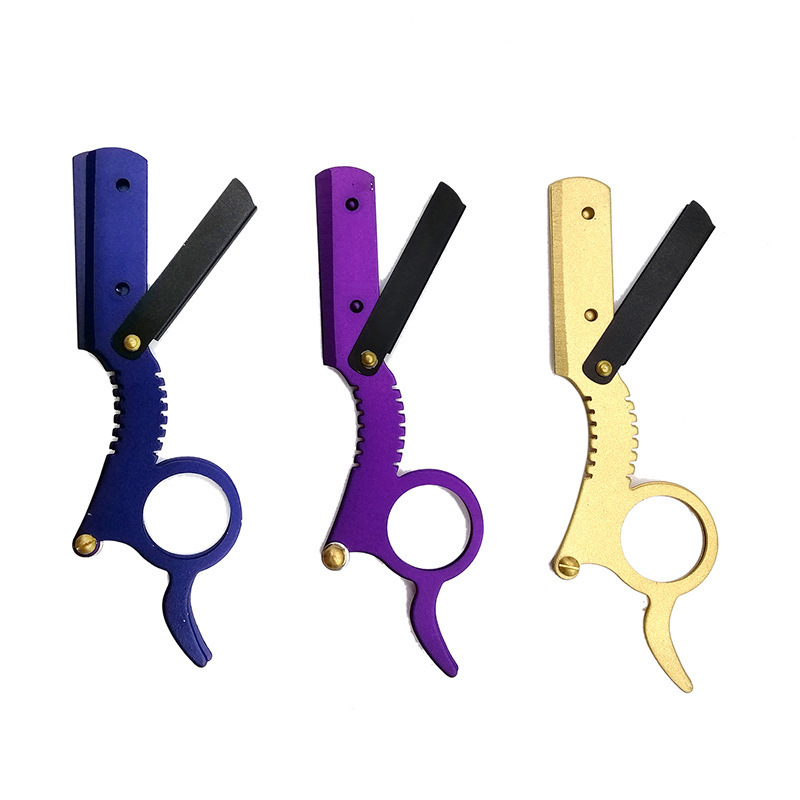Maquinilla de afeitar de barbero de borde recto, herramienta de afeitado de cejas y barba, maquinilla de afeitar de depilación Manual, cuchillas de recorte reemplazables