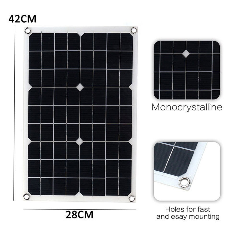 20W Waterproof Battery Solar Panel USB for Phone Lighting Car Charger 430X280X2.5MM Electrical Equipment & Supplies TB