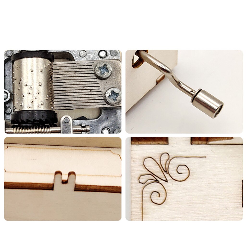 Boîte à musique bois manivelle bricolage Pianoforte forme boîte à musique jeu musique thème anniversaire fête mariage musique cercueil