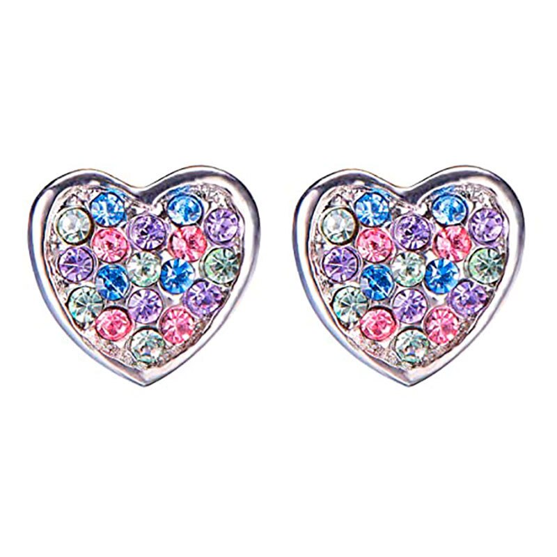 Einhorn Stud Ohrringe 925 Silber Multi-Farbe Strass Kleine Herz Katze Regenbogen Ohrring Für Frauen Hochzeit Modeschmuck: HE011