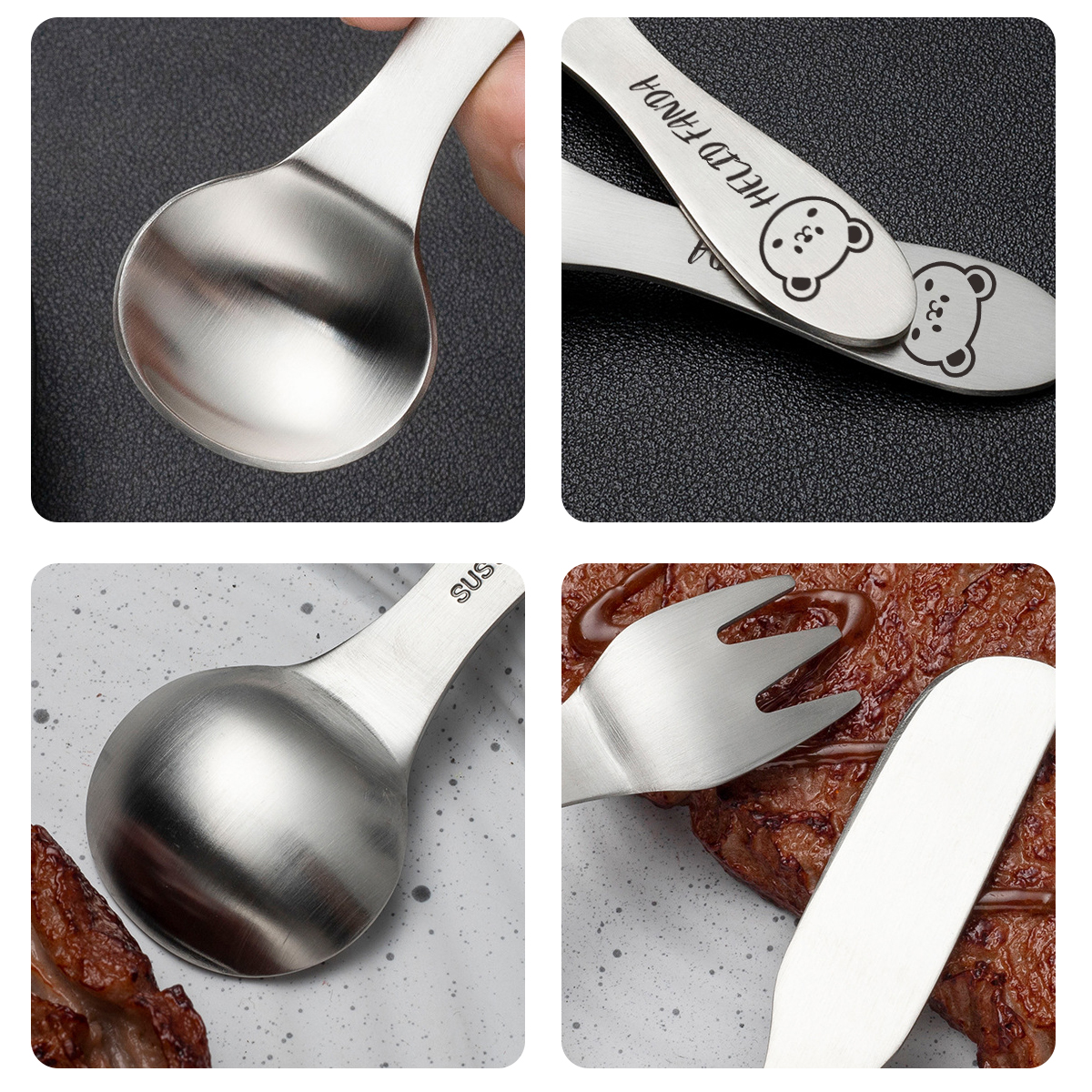 WORTHBUY 304 Edelstahl Geschirr einstellen für freundlicher Mini Eis Nachtisch Löffel Gabel Messer Küchen geschirr freundlicher besteck