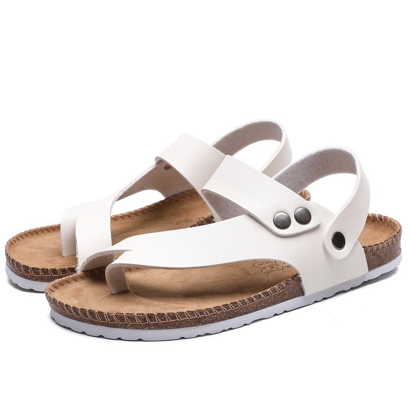 Leren slippers voor heren witte sandalen zomerschoenen heren romeinse sandalen platte schoenen heren sandalen heren casual schoenen