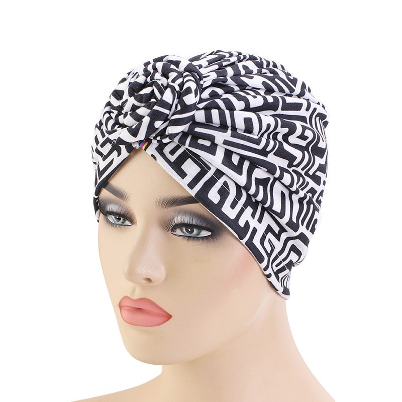 Trendiga bohemien tryckt tallrik blomma hijab kepsar afrika wrap huvud turban hatt redo att bära inre hijabs för kepsar turbante motorhuv: 1