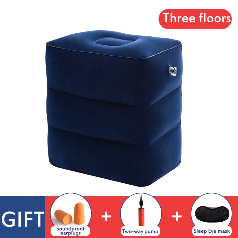 Inflatable Foot Rest Cushion - Travel Pillow for Airplane, Office, Home - 45x31x50cm - Folding - Flocking PVC