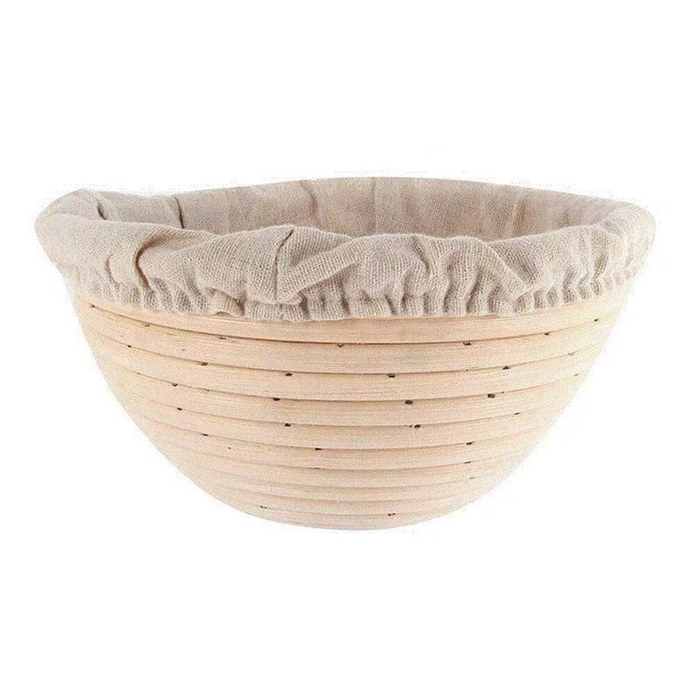 Round Rattan Dough Basket with Cloth Cover Bread Proofing Proving Baskets Bread Baguette Dough Baskets Storage Container: Round 30x8.5cm