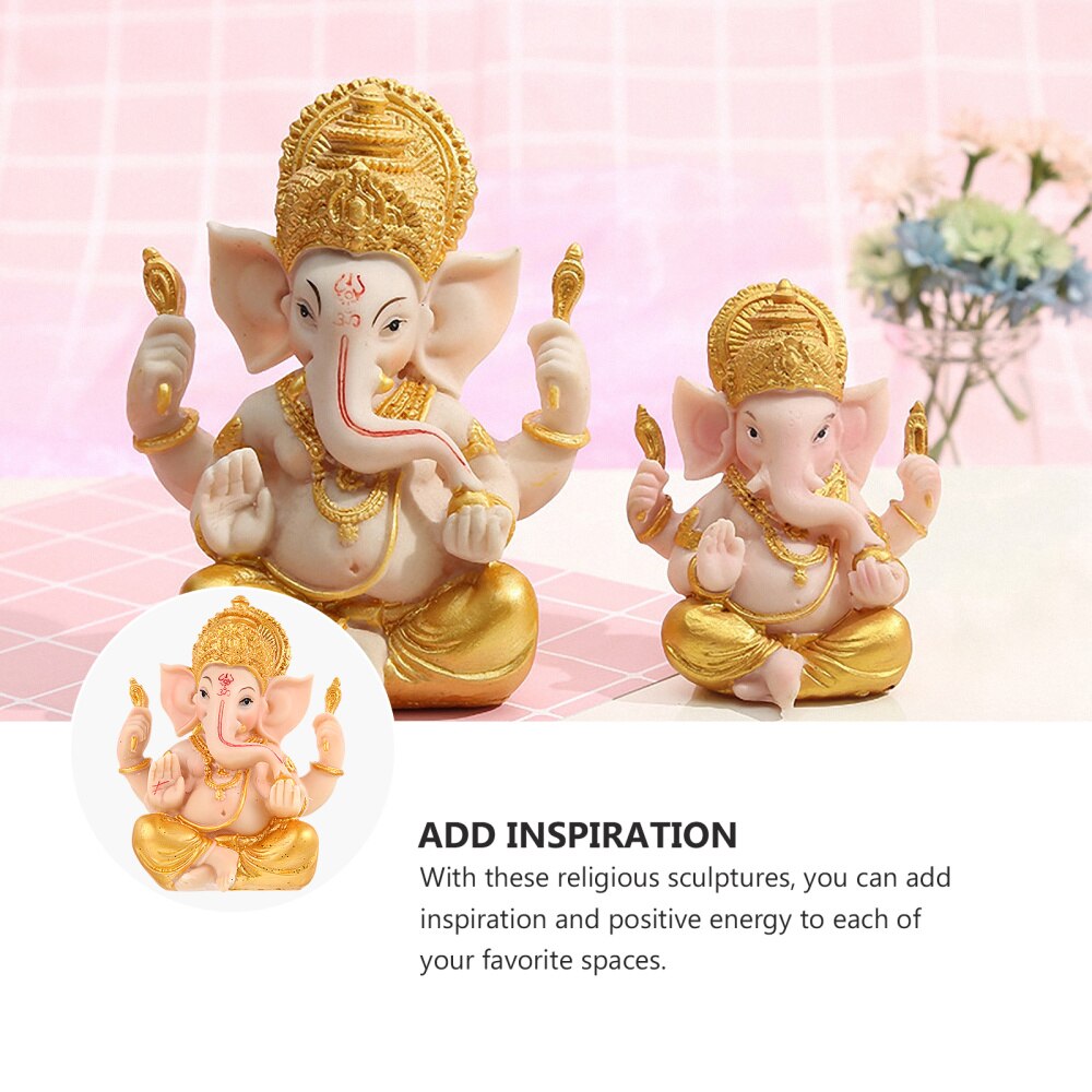 Resin India Elephant God Buddha Statue Desktop Wealth Sculpture Decoration