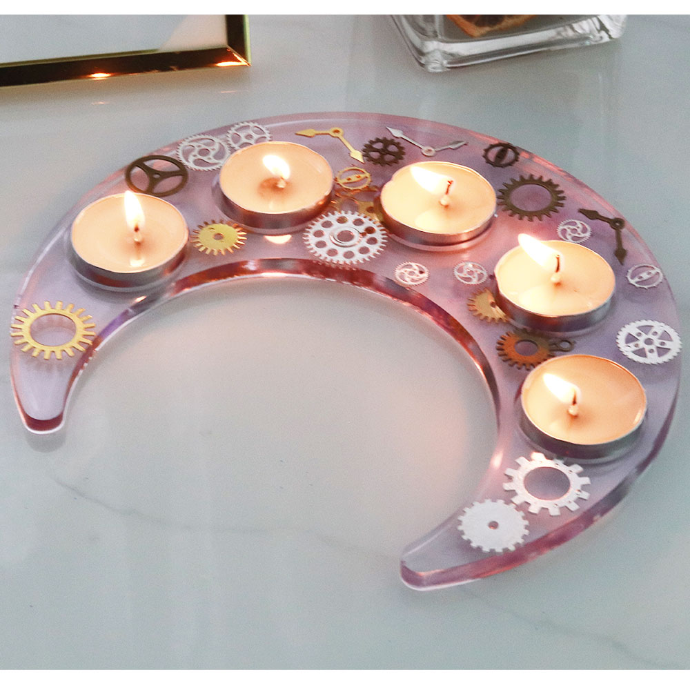 Moon Shape Candlestick Silicone Mould for Diy Handmade Crystal Epoxy Resin Moon Wine Glass Tray Mold Home Decoration Newest