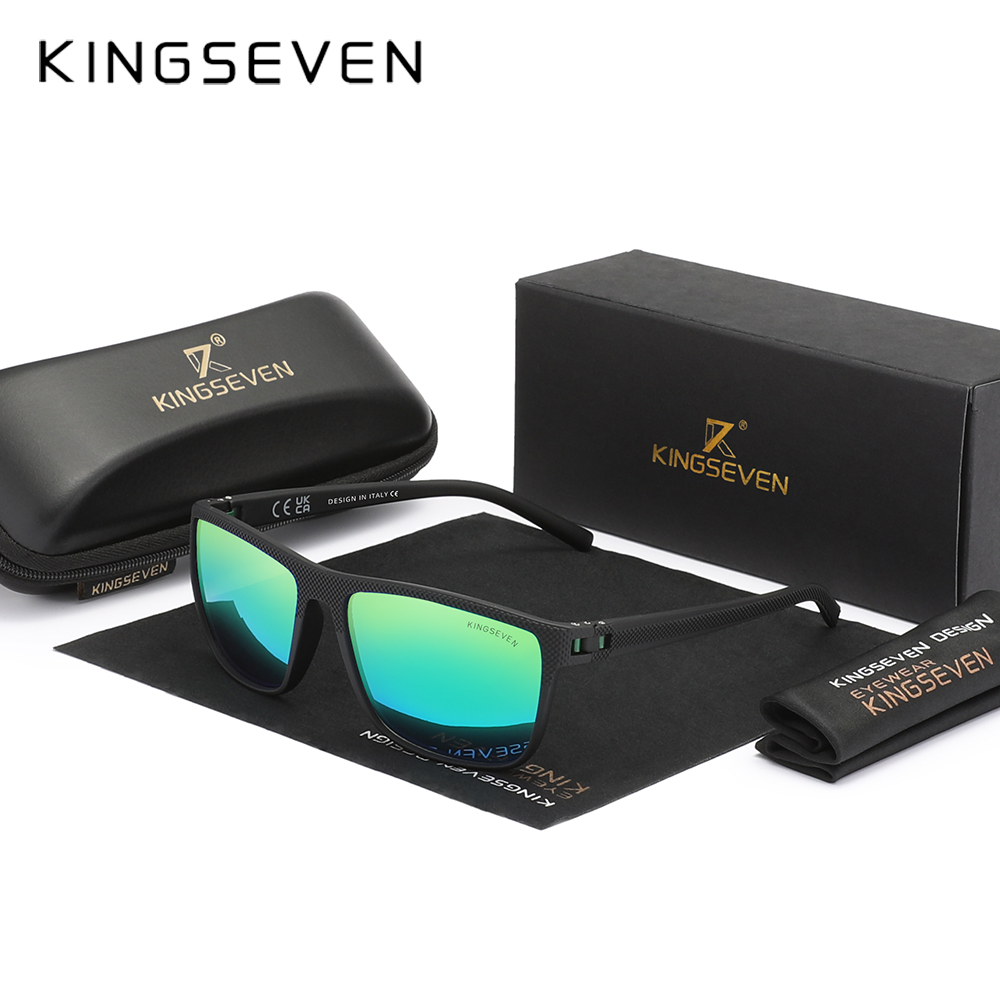KINGSEVEN Neue polarisierte Sonnenbrille für Damen, klassisch, quadratischer Rahmen, Sonnenbrille für Herren, draussen-Reisen, 755: Grün