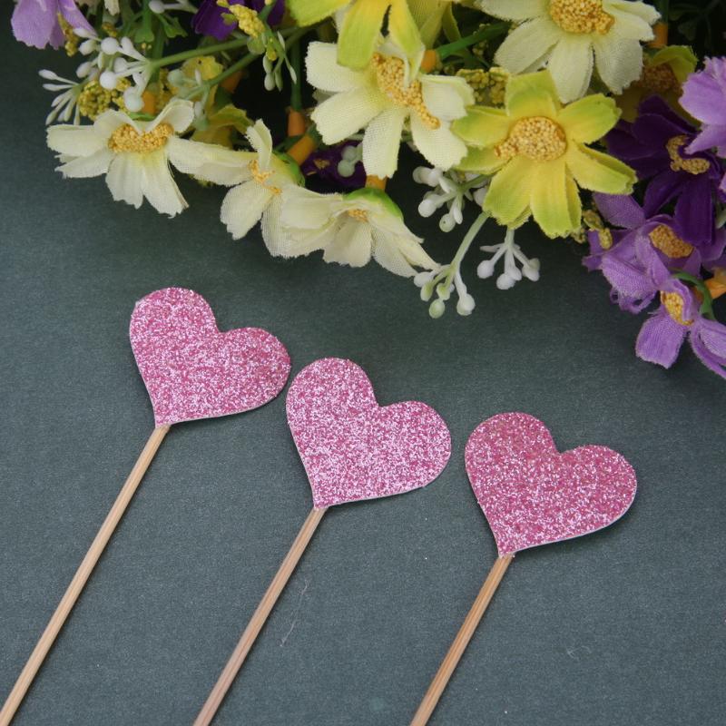 30 pièces/ensemble belle paillettes coeur étoile forme Cupcake Toppers anniversaire fête de mariage décoration gâteau décoration de gâteau nourriture Pi: pink gold