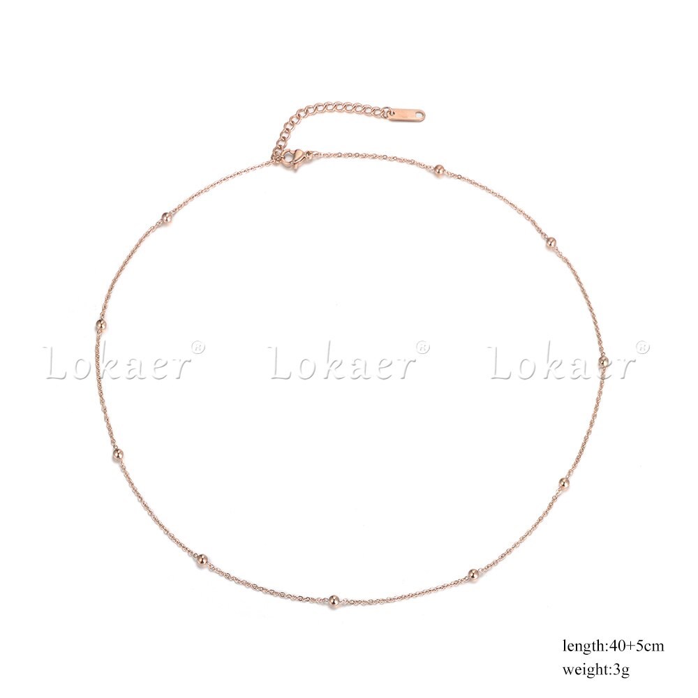 Lokaer-colliers créatifs en perles rondes, carrés, chaînes et maillons, bijoux en acier titane, Collier choker pour femmes, N18062