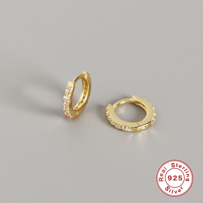 Roxi Kleine Hoepel Oorbellen Gold Filled Clear Zirconia Ronde Hoop Oorbellen Voor Vrouwen Sieraden 100% 925 Sterling Zilveren Oorbel: GEY-2