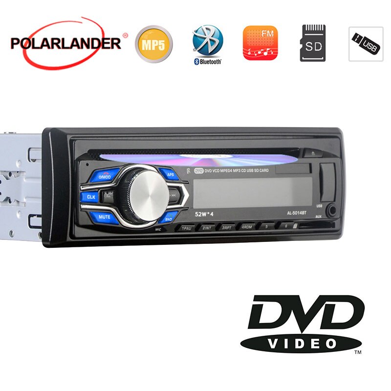 1 Din Car Radio DVD VCD CD Player Bluetooth 12V Audio DVD MP3 Player Autoradio Stereo SD/USB/AUX -in In-dash Hand Free