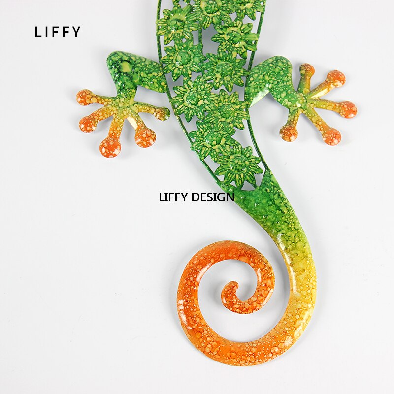 Metal gecko væg dekoration til haven udendørs dyr statuer eller hjem væg dekorative skulpturer