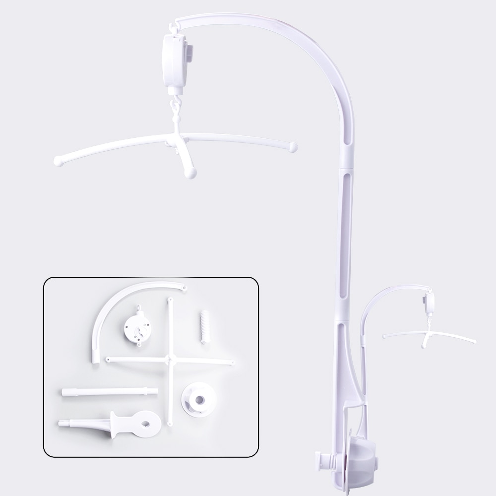 White Baby Rattles Infant Mobile Bed Bell Toy Rattles Bracket Set Holder Arm Wind-up Hugs Music Boxes Baby Toys Developing Toys