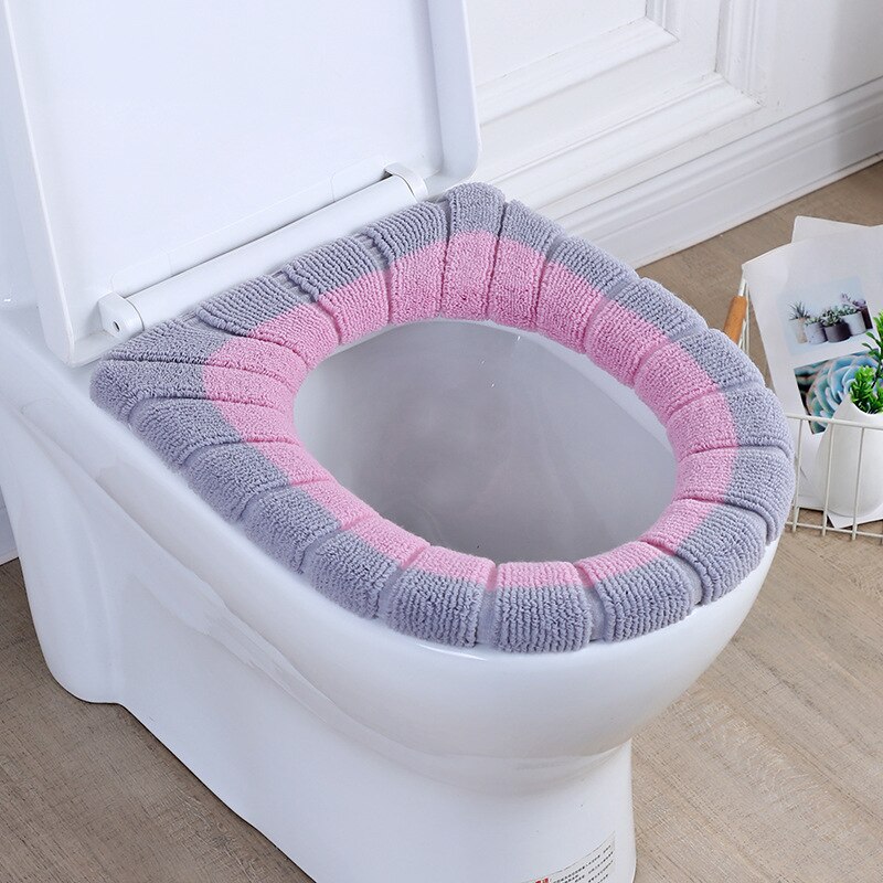 Toilet Seat Set Household Plush Winter Seasons Universal Toilet Seat Toilet Seat Toilet Seat Cover: Sandwich Powder Gray