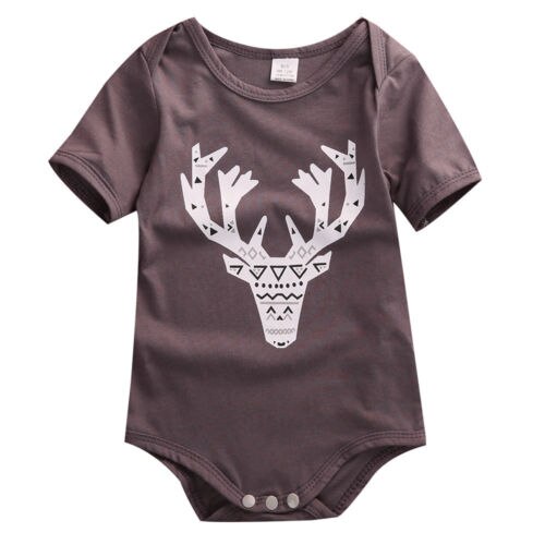 Cute Deer Baby Girl Boy Cotton Clothes Romper Jumpsuit Outfits Clothing Short Sleeve O Neck Pullover