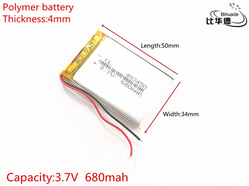 Batterie li-po li-ion Rechargeable, 3.7V, 680mAh, 403450 Lithium polymère, pour Mp3 MP4 MP5