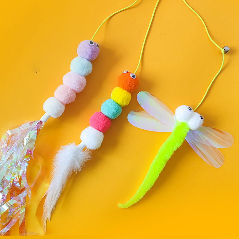 Cat Toys Kitten Toys Jump Exercise Interactive Toy-Replaceable Door Elastic Rope Automatic Toy Funny Cat Teaser Stick Mouse Toys: 3 PCS