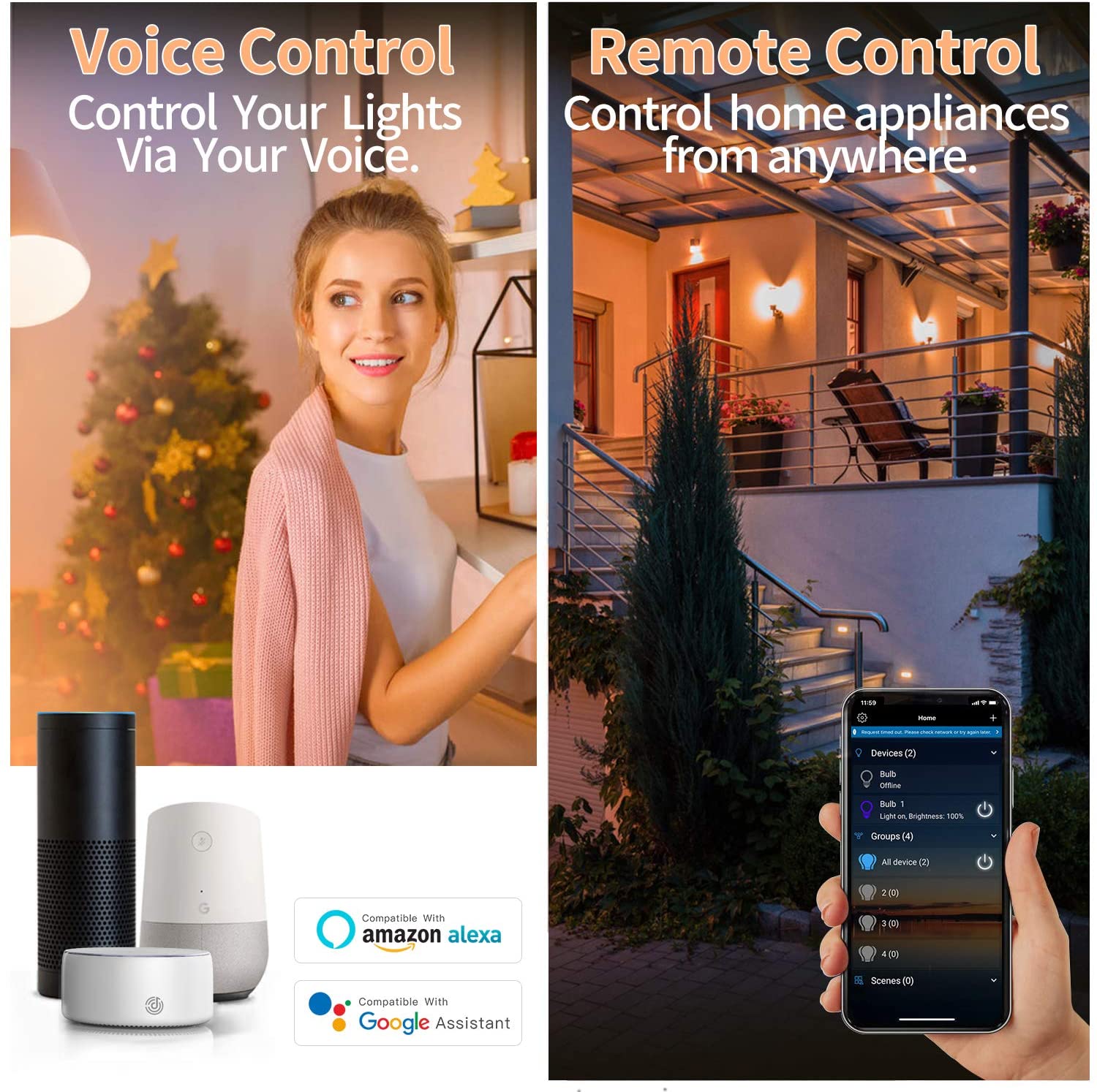 B22 E27 WiFi Smart Led Light Bulb for Chandeliers RGB Dimmable Lamp Control by IR Remote or APP without Wire 220V Lighting