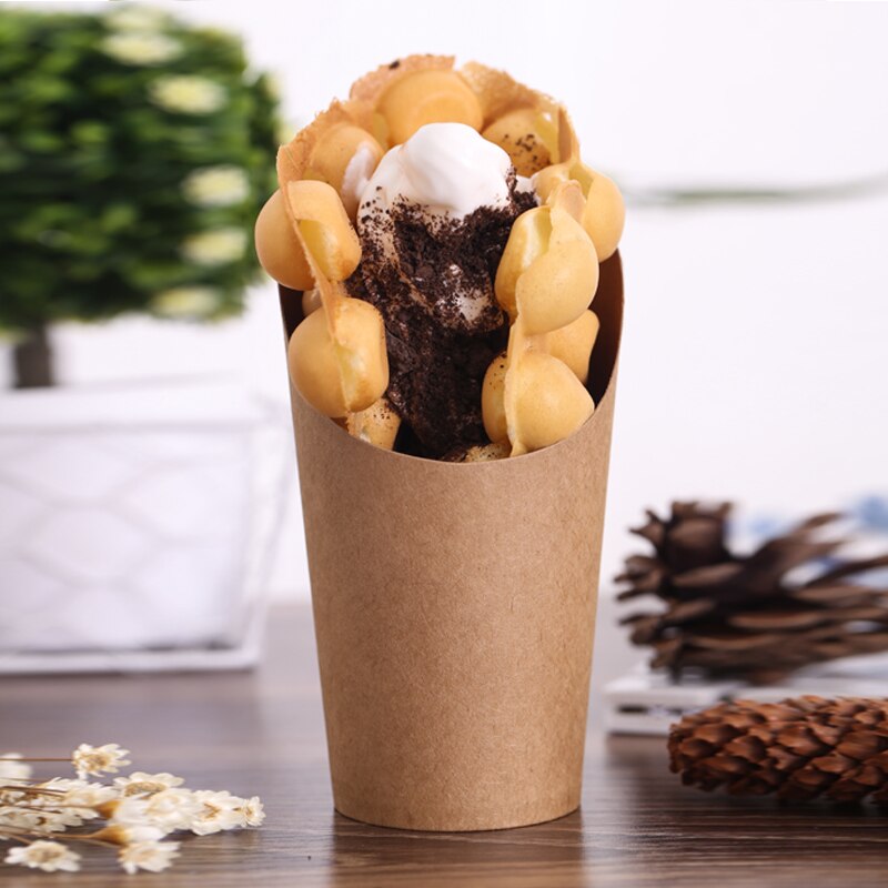 100 stk fransk steg scoop papir kopper originale brune kraftpapir boble vaffel scoop kopper
