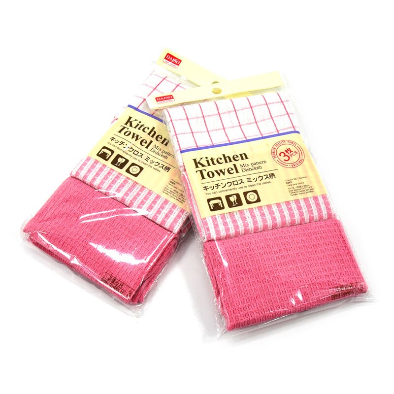 3 stk bomull kjøkkenhåndkle oppvask rengjøringshåndklær vaffelstripet klut absorberende fille skuresvamp hjemmerengjøringsverktøy teklut