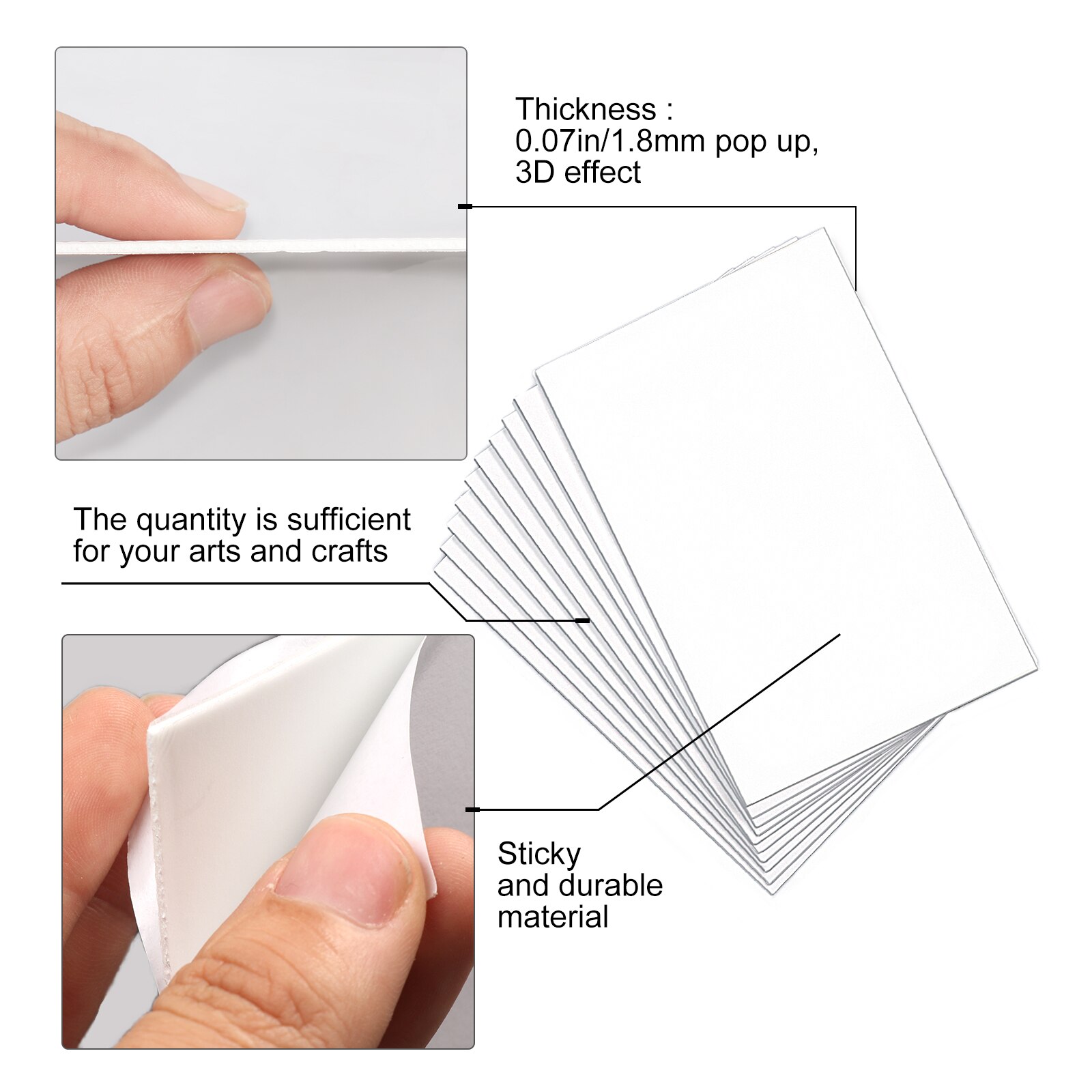 30 3D Sheets White Sticky FoamTapes Double Sided Adhesive Foam Sheets , for Scrapbook Crafting DIY Crafts (3.9x5.9 Inch)