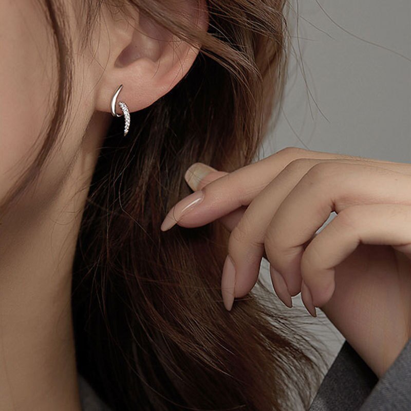Echte, zierliche ohrstecker aus sterlingsilber mit zirkonia-spirale, 925 stück , für damen und mädchen