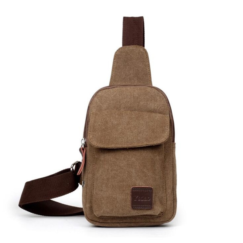 Heren kleine borsttas reizen wandelen cross body messenger schouder casual effen heren canvas tas handtas: Koffie
