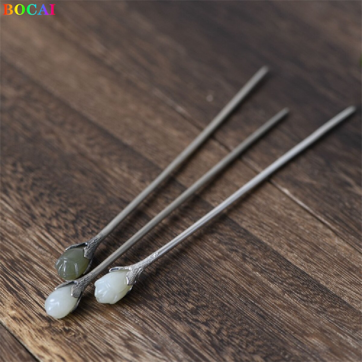 Bocaia s925 acessórios de cabelo de prata esterlina, yulan magnólia jade, acessórios de cabeça populares, prata pura, presilha de cabelo, joias charmosas para mulheres