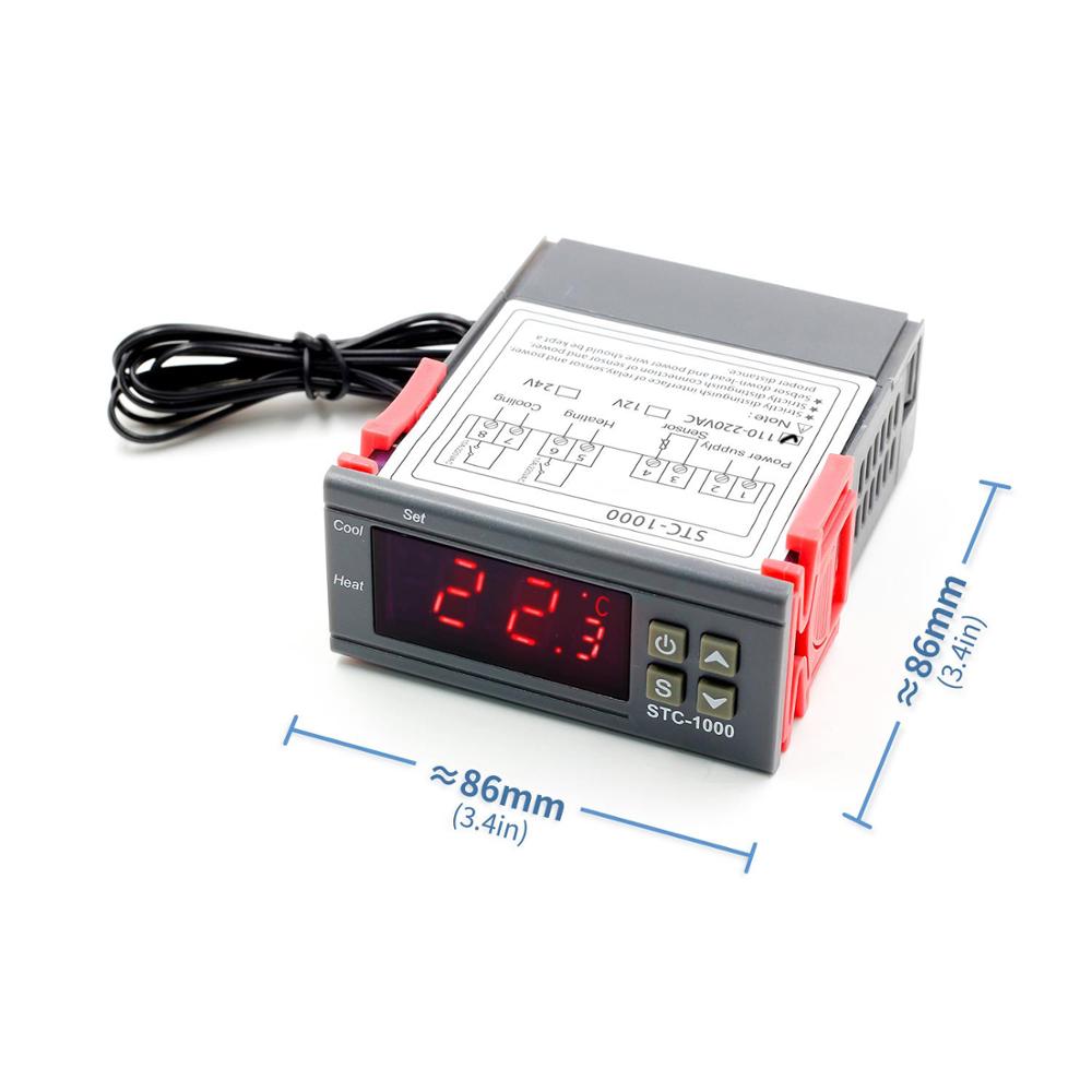 Digital temperaturregulator termostat termoregulator til inkubatorrelæ led 10a opvarmning køling stc -1000 12v 24v 220v