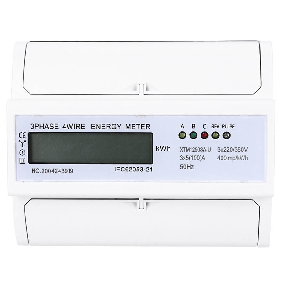 Compteur 3 phases 4 fils 220 V/380 V 35 mm 7 P DIN rail compteur d'électricité numérique 3 phases 4 fils compteur électronique KWh court