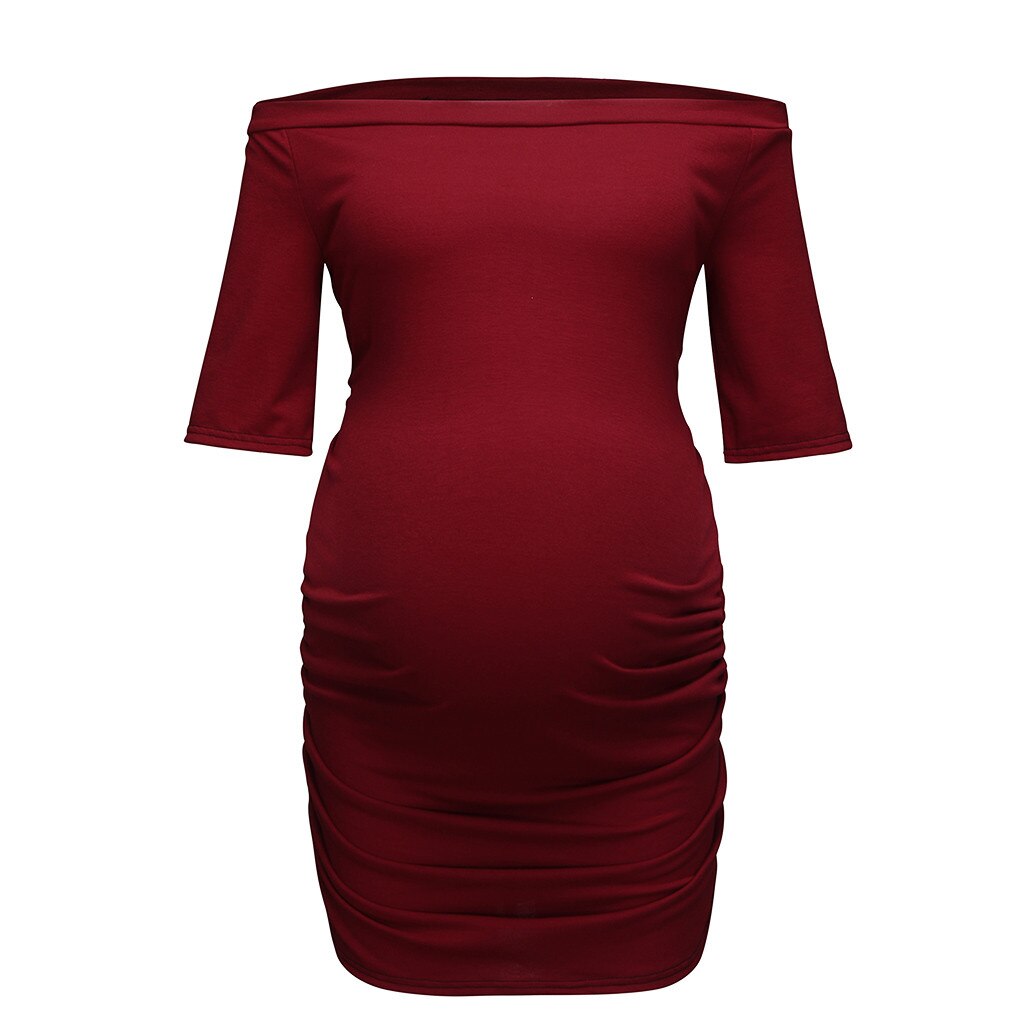 Femmes grossesse à manches courtes épaules dénudées hauts Nusring vêtements de maternité allaitement hauts de maternité hauts ropa de mujer: Red / XXL