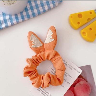 1Pc Leuke Cartoon Kikker Beer Scrunchies Haar Touw Meisjes Kids Elastische Elastiekjes Tie 6 Kleuren Dieren Haarbanden: orange