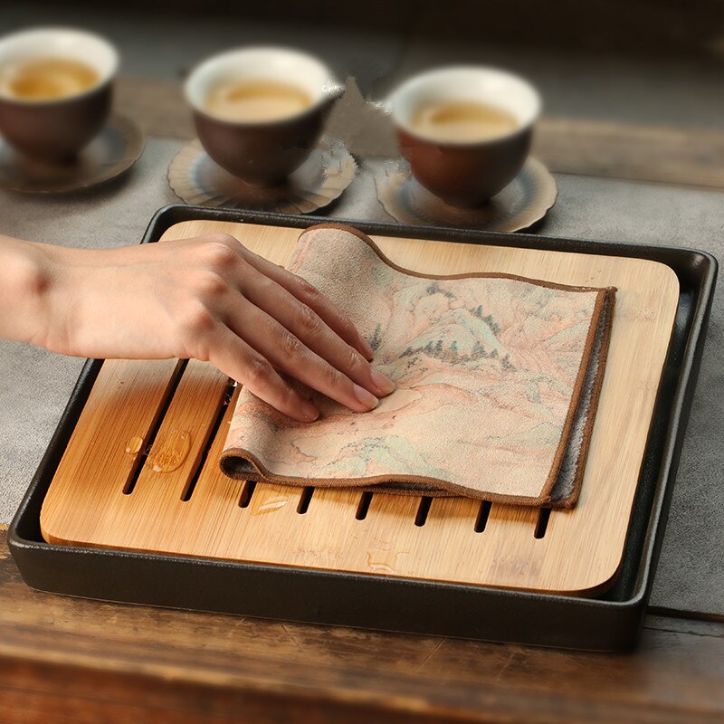 Serviette à thé en daim Zen, nappe de Table à thé, tisane en argile de Yixing absorbante de , tapis à thé Kung Fu