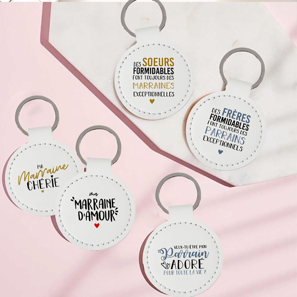 Ville du være min gudmor og gudfar nøglering vedhæng spørg marraine parrain anmodning læder kayring