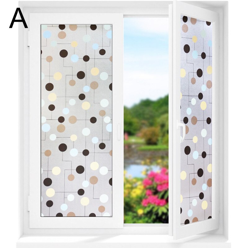 Película de Ventana de vidrio opaco esmerilada con flores de 45cm * largo y 100cm para privacidad de ventanas pegatinas de vidrio adhesivo decorativo para el hogar: A