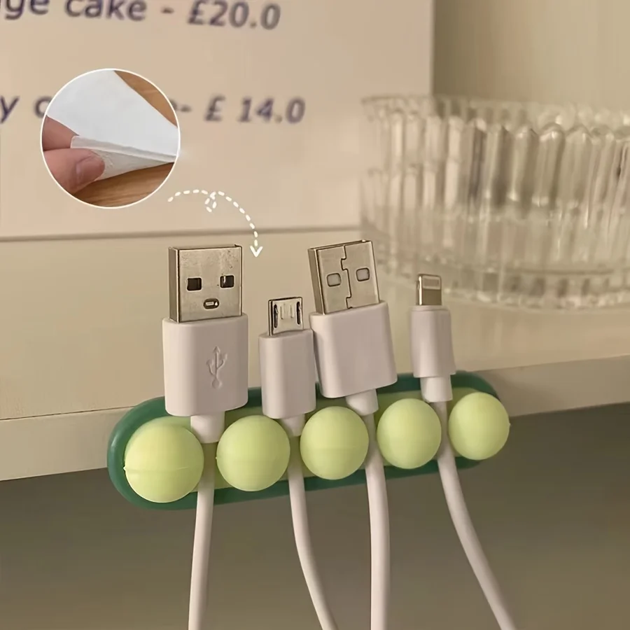Clip de gestión de cables de silicona, organizador de cables de mesa y mesita de noche, clip de soporte de cable de carga para paredes y sobremesa