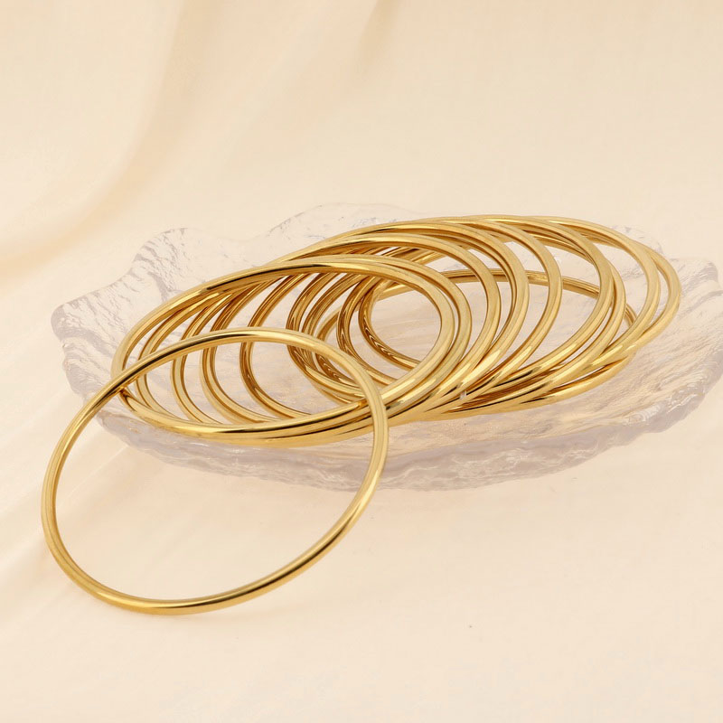 Simple Stainless Steel Bracelet For Women Men Gold Silver Color Geometry Wire Round Bangle Female Trendy Jewelry Wristband