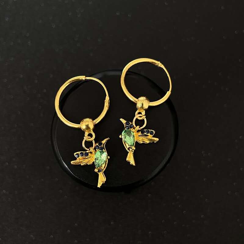 colibrì Infila Degli Orecchini Della Vite Prigioniera di Goccia Lunghi Nappa di Cristallo Ciondola per le Donne di Fascino Dei Monili di Cerimonia Nuziale del Regalo: verde